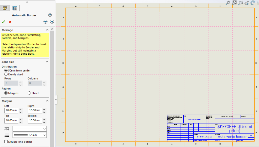 Automatic Border Creation For SOLIDWORKS Drawings - Innova Systems