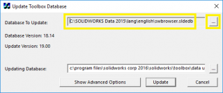 manually updating solidworks toolbox 2018